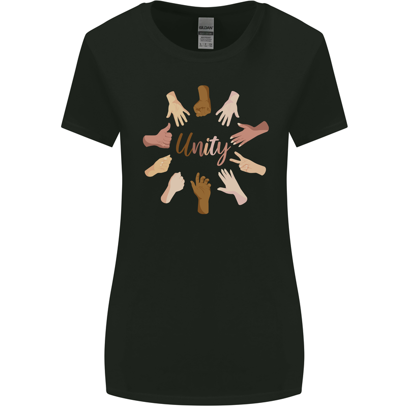 Unity Anti Racism Discrimination LGBT Sign Womens Wider Cut T-Shirt Black