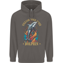 Unleash Your Inner Dolphin Mens 80% Cotton Hoodie Charcoal