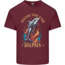 Unleash Your Inner Dolphin Mens Cotton T-Shirt Tee Top Maroon