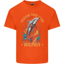 Unleash Your Inner Dolphin Mens Cotton T-Shirt Tee Top Orange