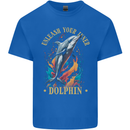 Unleash Your Inner Dolphin Mens Cotton T-Shirt Tee Top Royal Blue