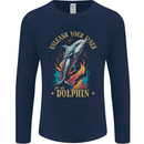 Unleash Your Inner Dolphin Mens Long Sleeve T-Shirt Navy Blue
