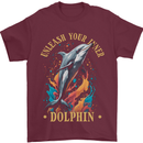 Unleash Your Inner Dolphin Mens T-Shirt 100% Cotton Maroon