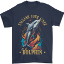 Unleash Your Inner Dolphin Mens T-Shirt 100% Cotton Navy Blue