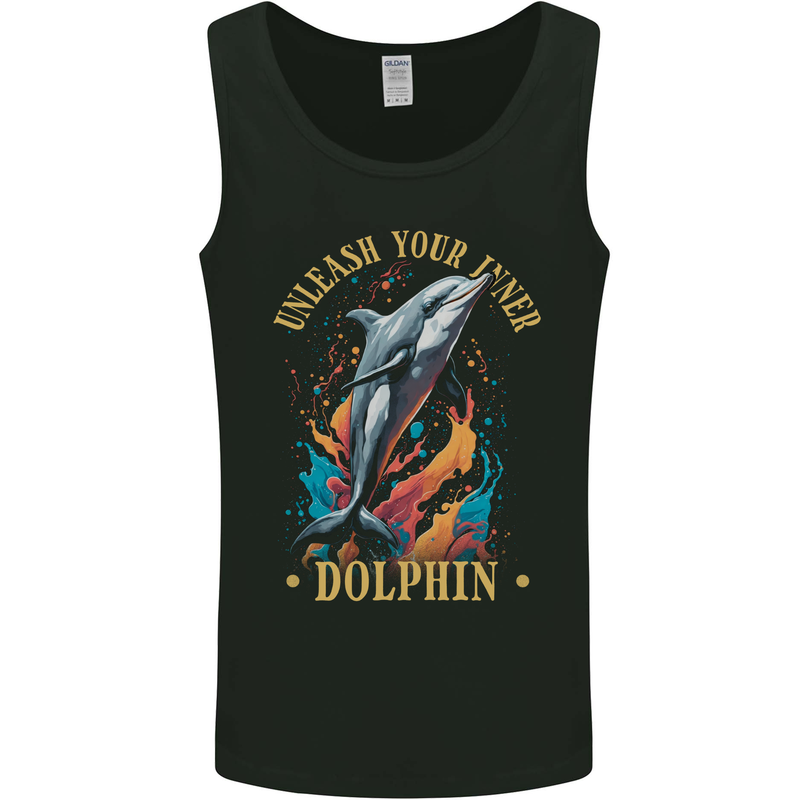 Unleash Your Inner Dolphin Mens Vest Tank Top Black