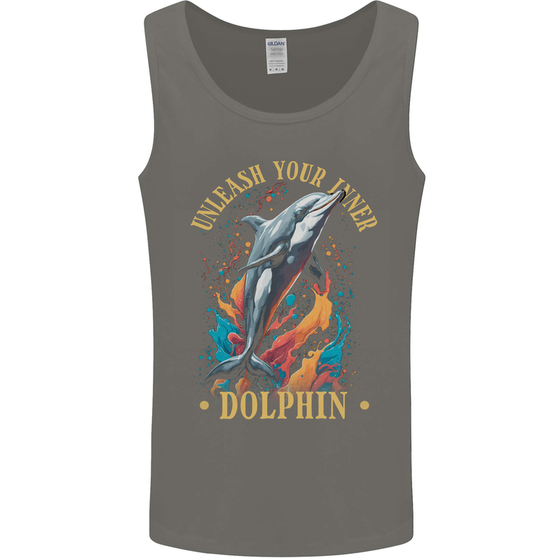 Unleash Your Inner Dolphin Mens Vest Tank Top Charcoal