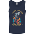 Unleash Your Inner Dolphin Mens Vest Tank Top Navy Blue