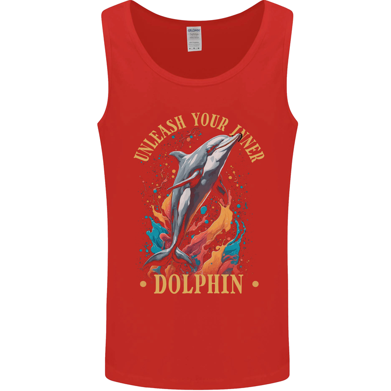 Unleash Your Inner Dolphin Mens Vest Tank Top Red