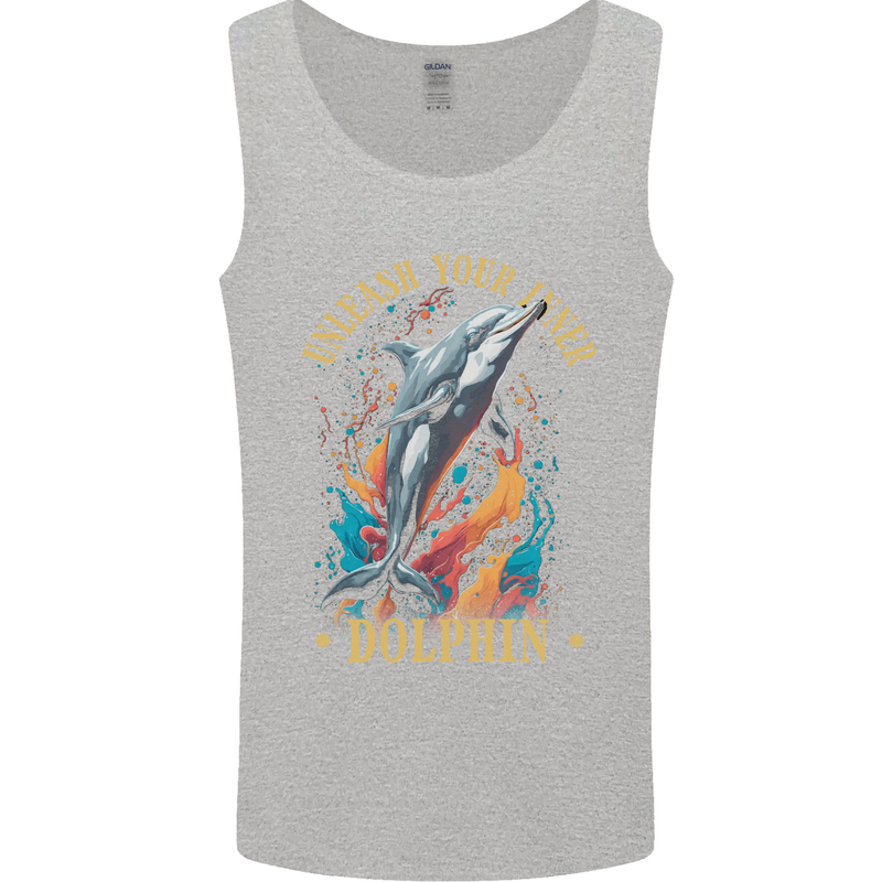 Unleash Your Inner Dolphin Mens Vest Tank Top Sports Grey