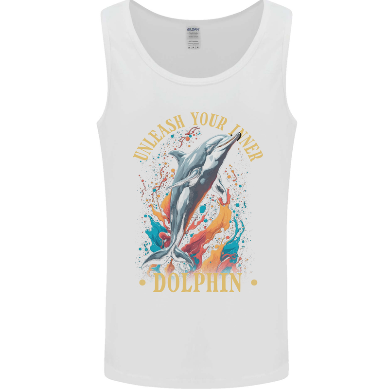 Unleash Your Inner Dolphin Mens Vest Tank Top White