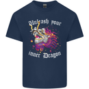 Unleash Your Inner Dragon Mens Cotton T-Shirt Tee Top Navy Blue