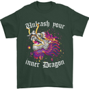 Unleash Your Inner Dragon Mens T-Shirt 100% Cotton Forest Green