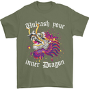 Unleash Your Inner Dragon Mens T-Shirt 100% Cotton Military Green