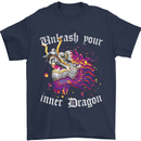 Unleash Your Inner Dragon Mens T-Shirt 100% Cotton Navy Blue