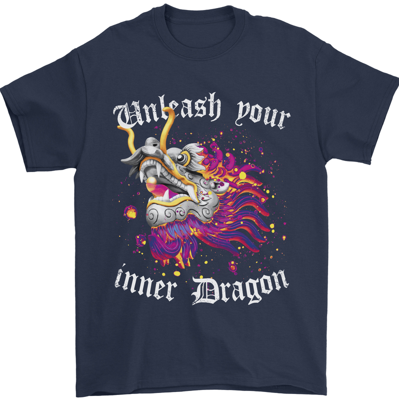 Unleash Your Inner Dragon Mens T-Shirt 100% Cotton Navy Blue
