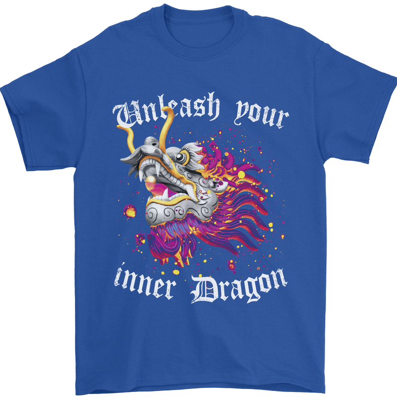Unleash Your Inner Dragon Mens T-Shirt 100% Cotton Royal Blue