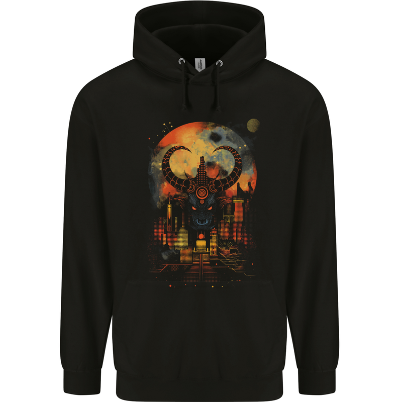 Urban Evil Bull Fantasy Childrens Kids Hoodie Black