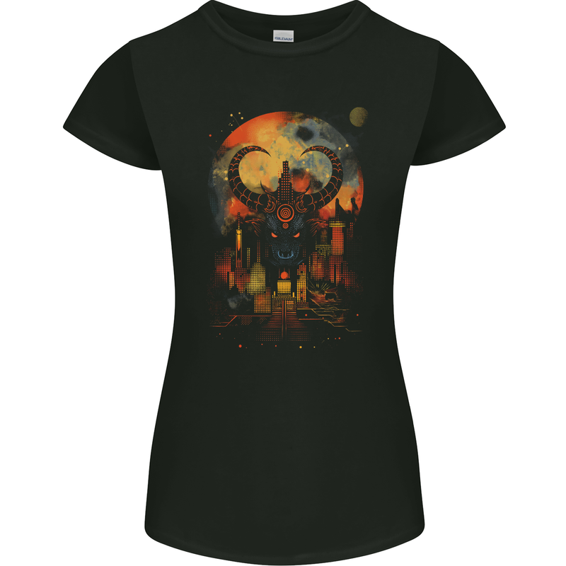 Urban Evil Bull Fantasy Womens Petite Cut T-Shirt Black