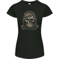 Urban Skull With Headphones Womens Petite Cut T-Shirt Black
