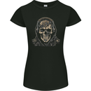 Urban Skull With Headphones Womens Petite Cut T-Shirt Black