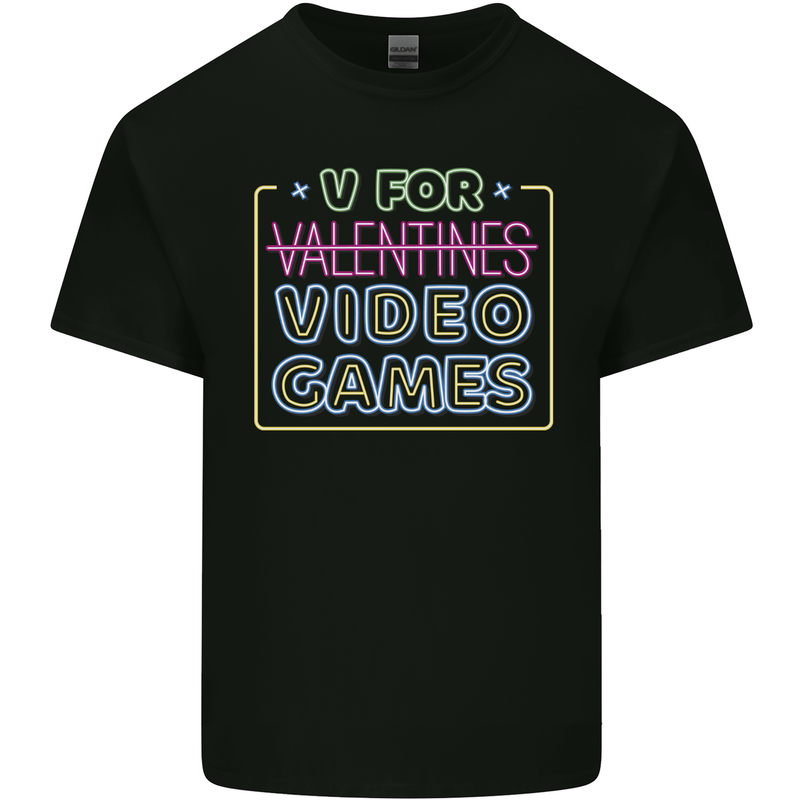 V Video Games Anti Valentines Day Gamer Gaming Kids T-Shirt Childrens Black