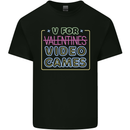 V Video Games Anti Valentines Day Gamer Gaming Mens Cotton T-Shirt Tee Top Black