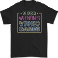 V Video Games Anti Valentines Day Gamer Gaming Mens Gildan Cotton T-Shirt Black