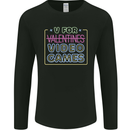 V Video Games Anti Valentines Day Gamer Gaming Mens Long Sleeve T-Shirt Black