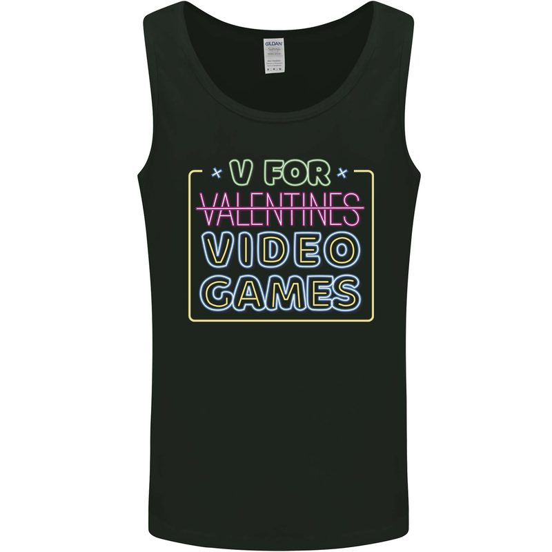 V Video Games Anti Valentines Day Gamer Gaming Mens Vest Tank Top Black