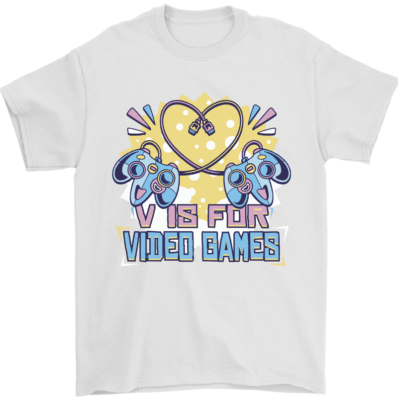 V Video Games Anti Valentines Day Gaming Gamer Mens T-Shirt 100% Cotton White