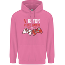 V is For Video Games Funny Gaming Gamer Childrens Kids Hoodie Azalea