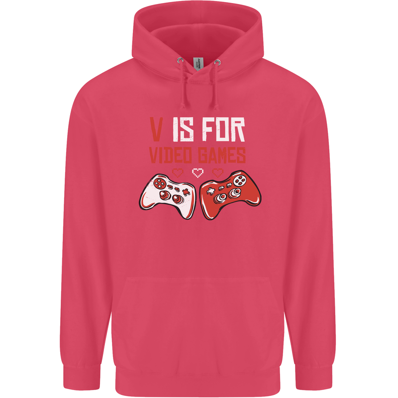 V is For Video Games Funny Gaming Gamer Childrens Kids Hoodie Heliconia