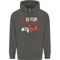 V is For Video Games Funny Gaming Gamer Childrens Kids Hoodie Storm Grey