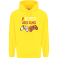 V is For Video Games Funny Gaming Gamer Childrens Kids Hoodie Yellow