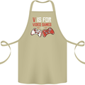 V is For Video Games Funny Gaming Gamer Cotton Apron 100% Organic Khaki