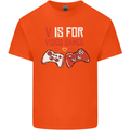 V is For Video Games Funny Gaming Gamer Kids T-Shirt Childrens Orange