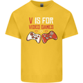 V is For Video Games Funny Gaming Gamer Kids T-Shirt Childrens Yellow