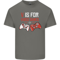 V is For Video Games Funny Gaming Gamer Mens Cotton T-Shirt Tee Top Charcoal