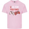 V is For Video Games Funny Gaming Gamer Mens Cotton T-Shirt Tee Top Light Pink