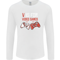V is For Video Games Funny Gaming Gamer Mens Long Sleeve T-Shirt White