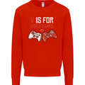 V is For Video Games Funny Gaming Gamer Mens Sweatshirt Jumper Bright Red