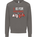 V is For Video Games Funny Gaming Gamer Mens Sweatshirt Jumper Charcoal