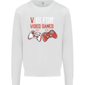 V is For Video Games Funny Gaming Gamer Mens Sweatshirt Jumper White