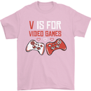 V is For Video Games Funny Gaming Gamer Mens T-Shirt 100% Cotton Light Pink