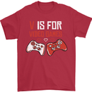 V is For Video Games Funny Gaming Gamer Mens T-Shirt 100% Cotton Red