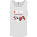 V is For Video Games Funny Gaming Gamer Mens Vest Tank Top White