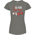 V is For Video Games Funny Gaming Gamer Womens Petite Cut T-Shirt Charcoal
