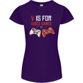 V is For Video Games Funny Gaming Gamer Womens Petite Cut T-Shirt Purple
