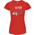 V is For Video Games Funny Gaming Gamer Womens Petite Cut T-Shirt Red