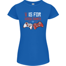V is For Video Games Funny Gaming Gamer Womens Petite Cut T-Shirt Royal Blue